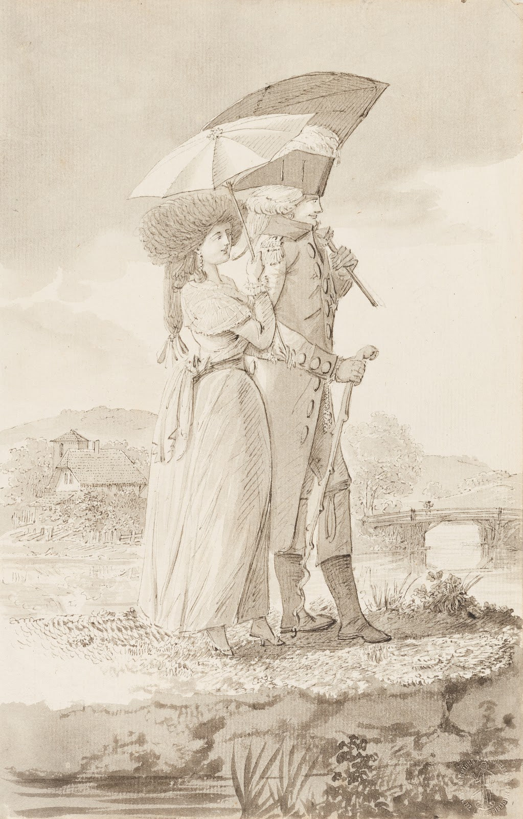 Studie einer Edeldame und eines Offiziers 1784