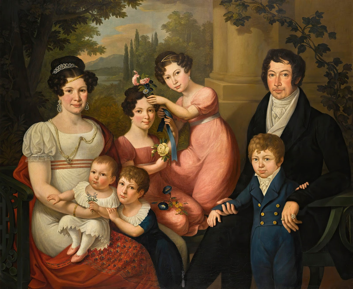 Familyportrait believed to be the Borbone Spagna family Maria Isabella with her