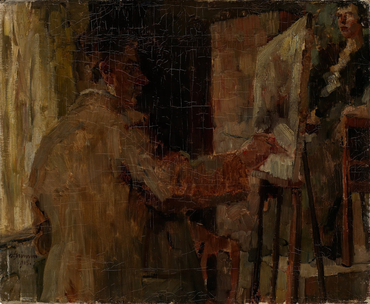 Wilhelm Trübner im Atelier 1915