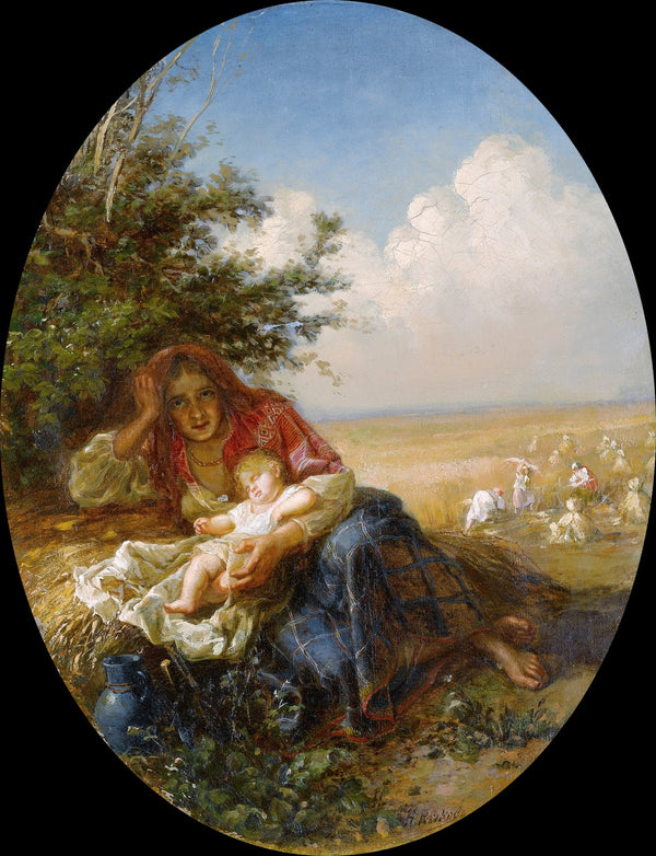 Mother and child in the wheat field