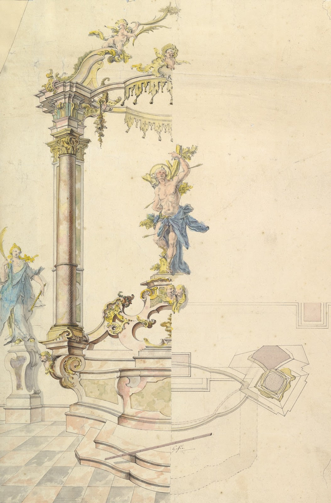 Design for an Altarpiece with a Figure of St Sebastian 1741
