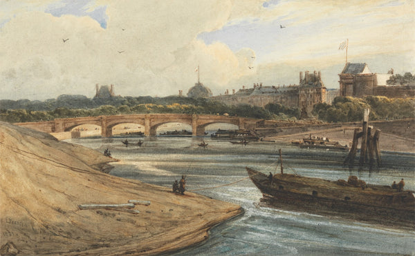 The Pont de la Concorde and Tuileries Palace from the Cours la Reine 1823
