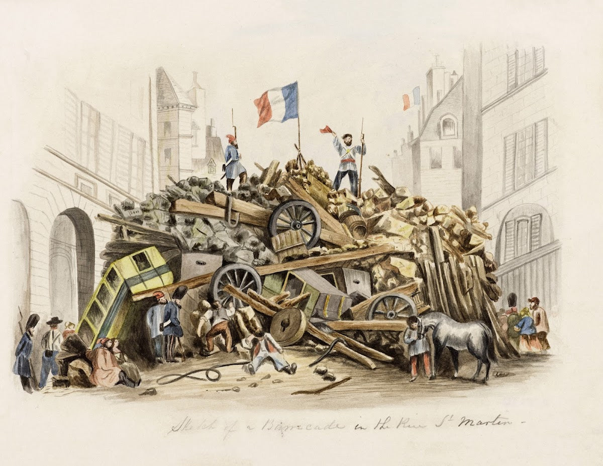Barricade dans la rue Saint Martin le 25 février 1848 3ème et 4ème arrondissemen