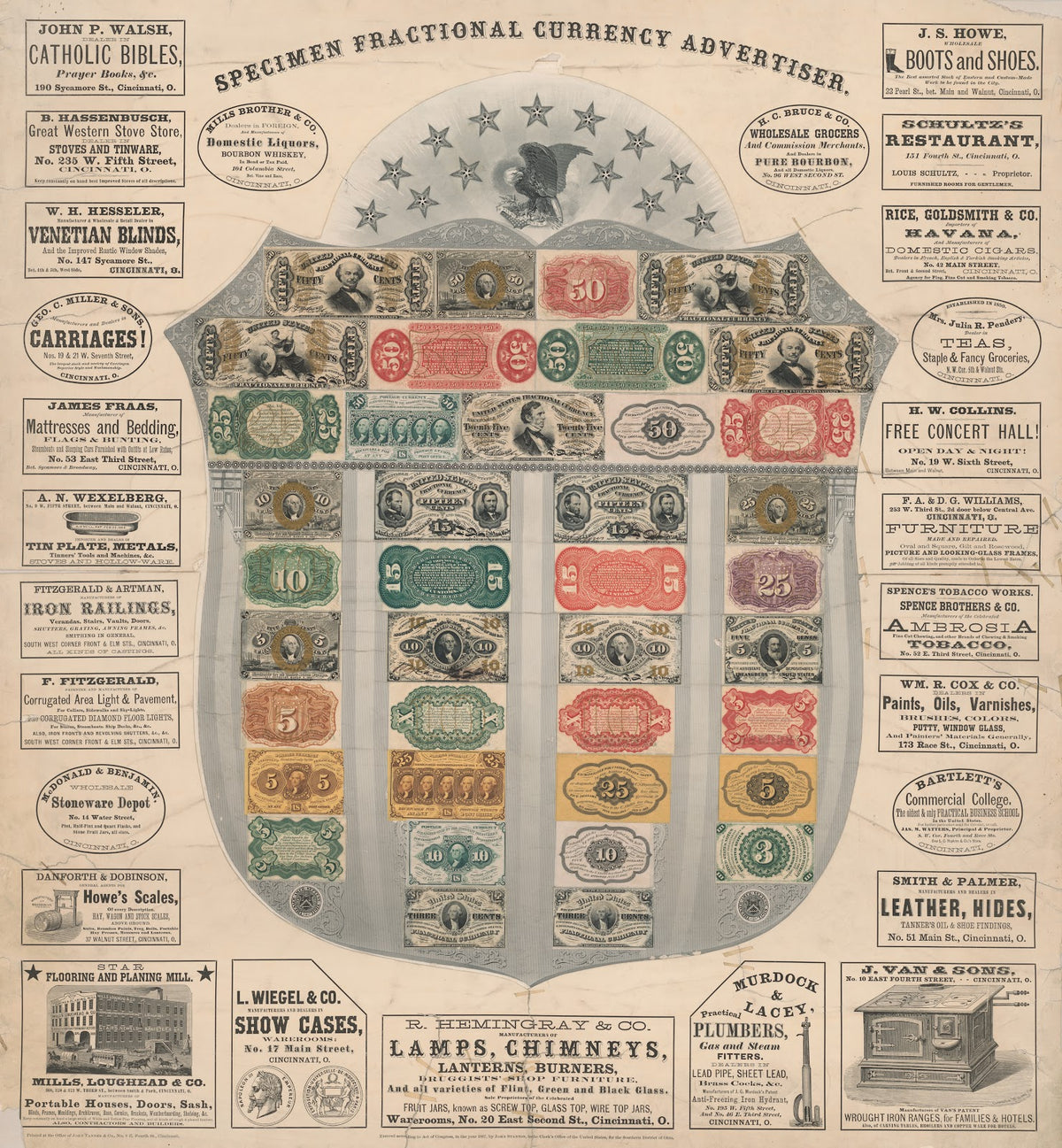 Specimen fractional currency advertiser 1867