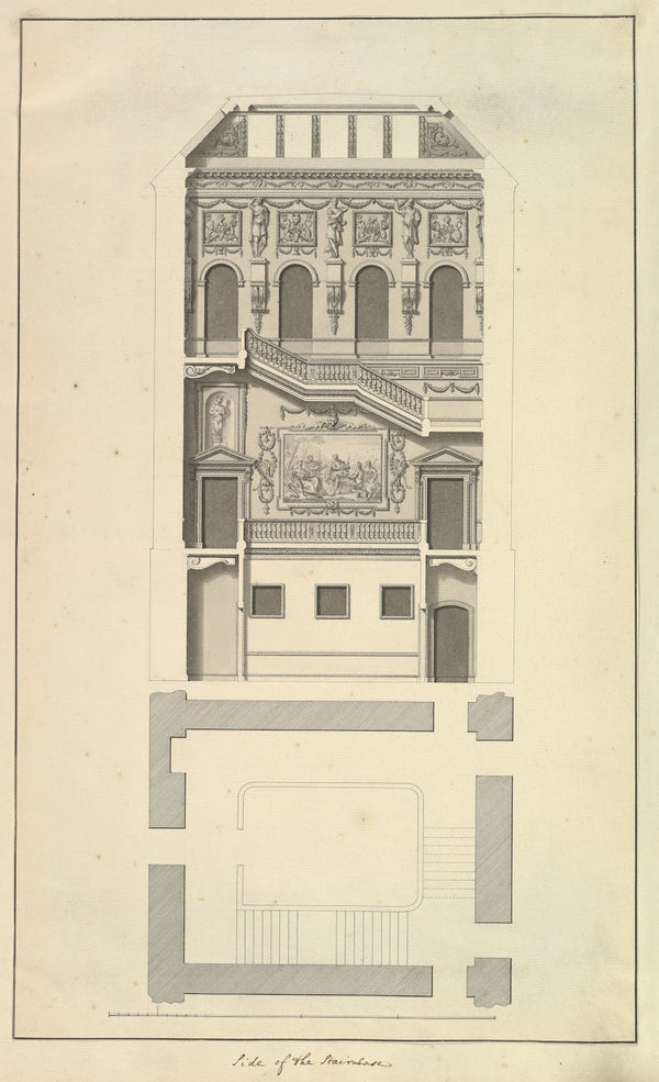 Side of the Staircase Houghton Hall Norfolk Elevation 1735