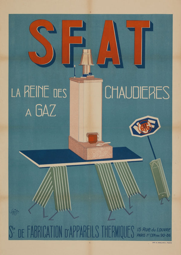 Chaudière à gaz produit par la Société de fabrication dappareils thermiques 1949