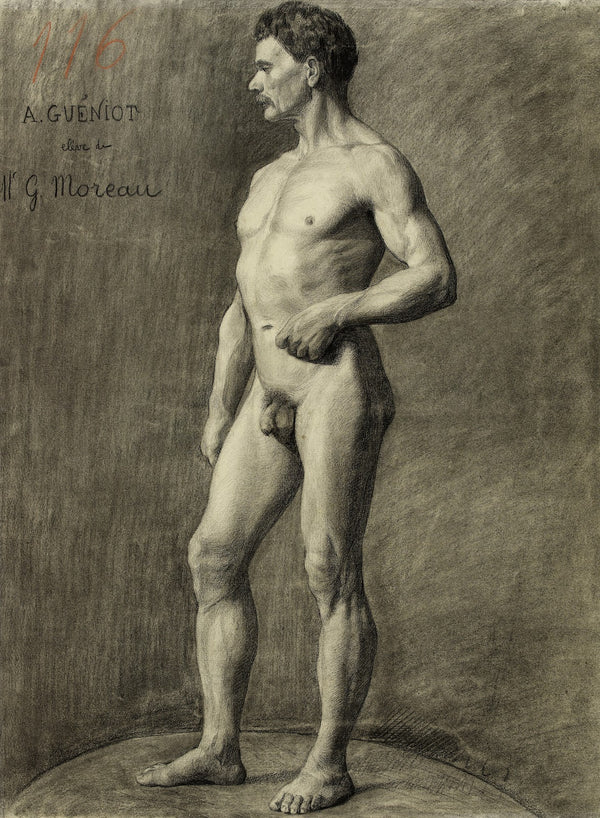 Académie dhomme debout tourné vers la gauche modèle datelier 1896
