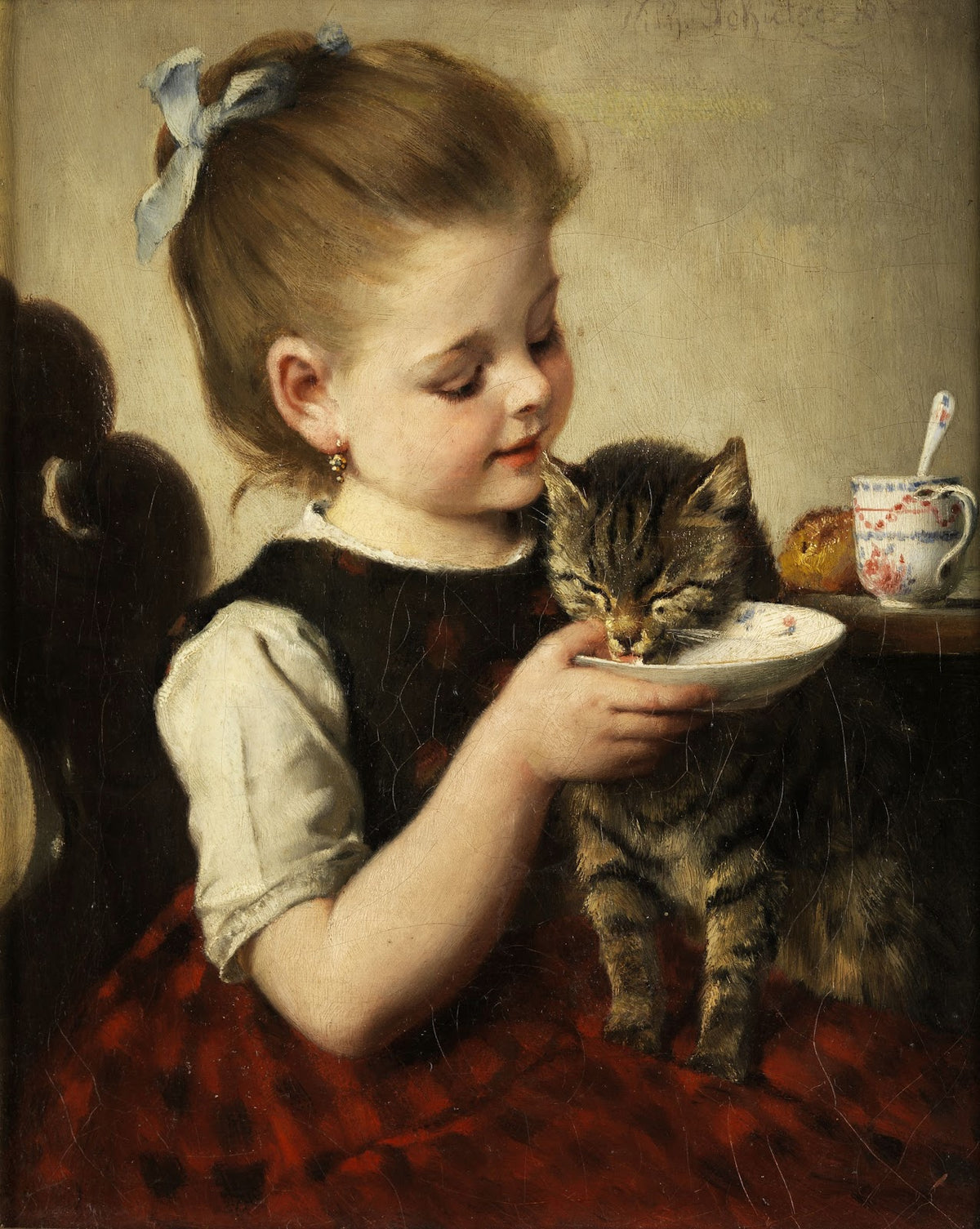 Mädchen mit Katze 1860s