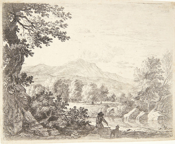 Landskab med en mand og en hund 1659
