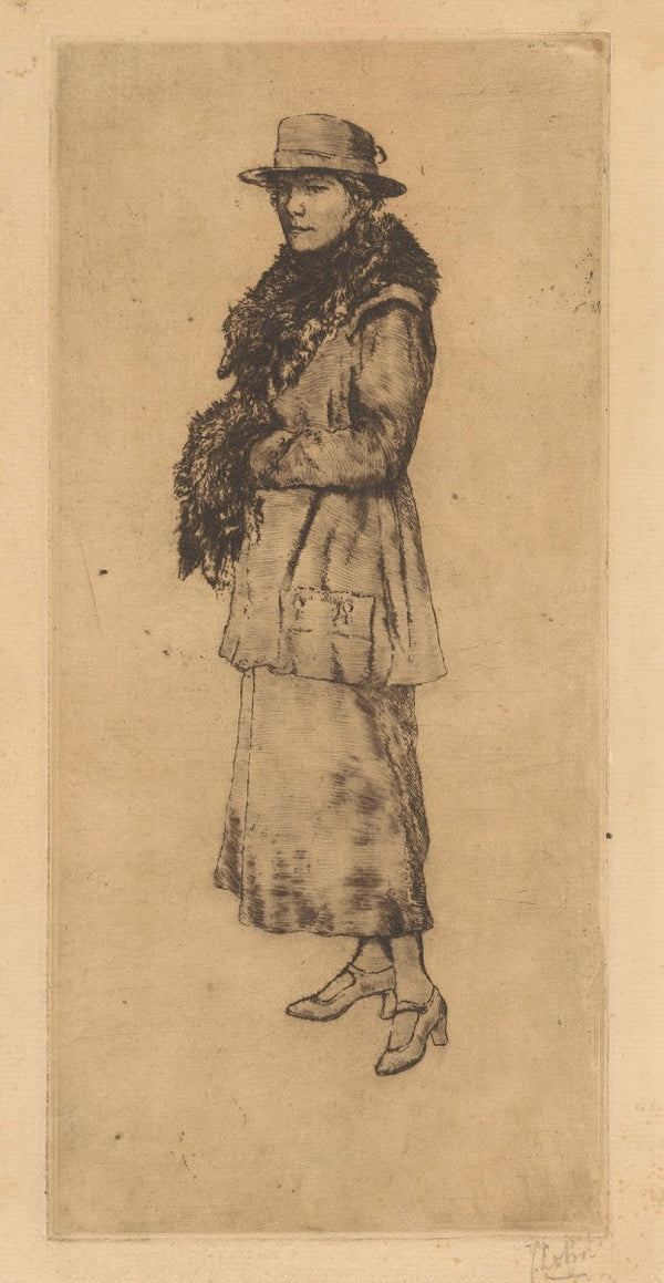 Young woman with muff 20th century
