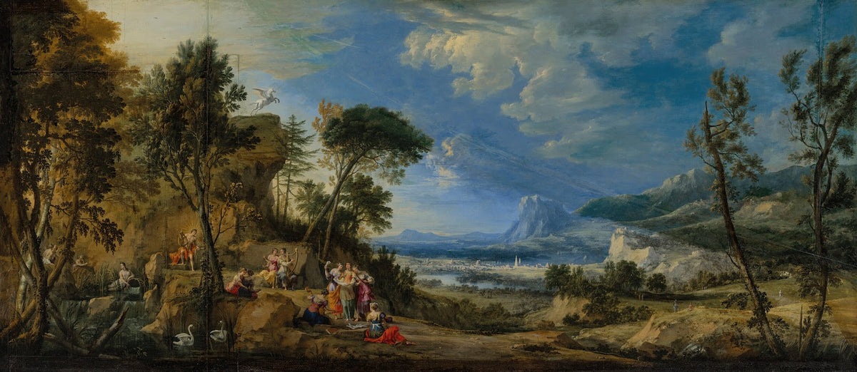 Apollo and the Muses in a landscape 1673
