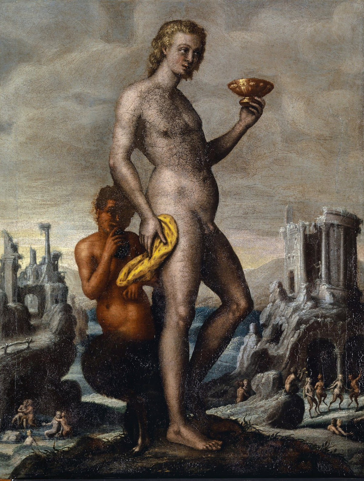 Bacchus with a Drinking Cup accompanied by a Satyr