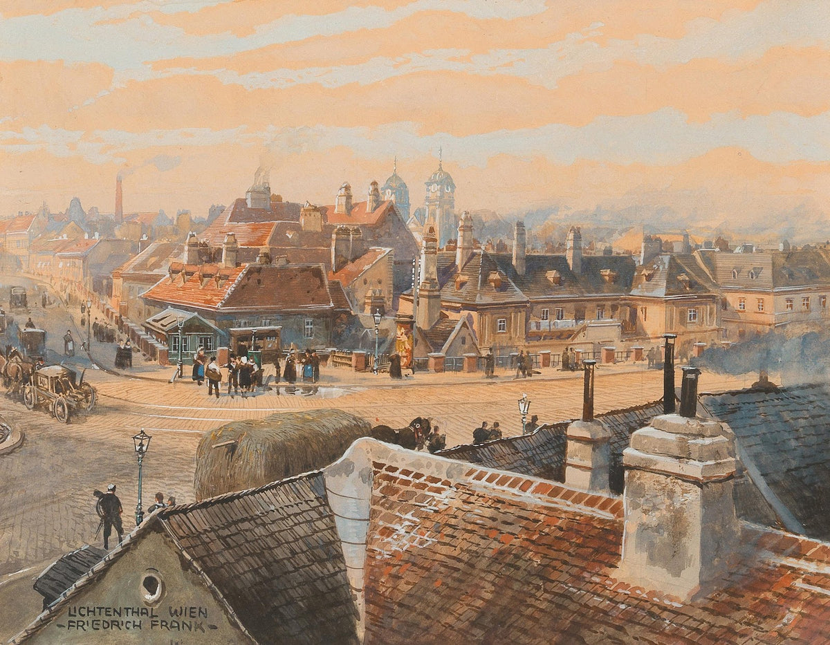 A view of the Viennese suburb Lichtenthal with Schubert church