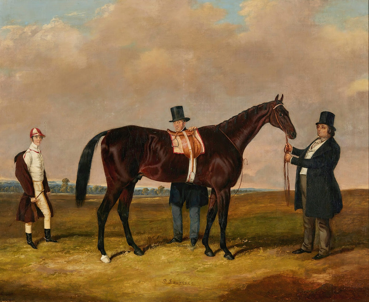 Lord Howth With His Racehorse St Lawrence His Trainer And His Jockey Ford