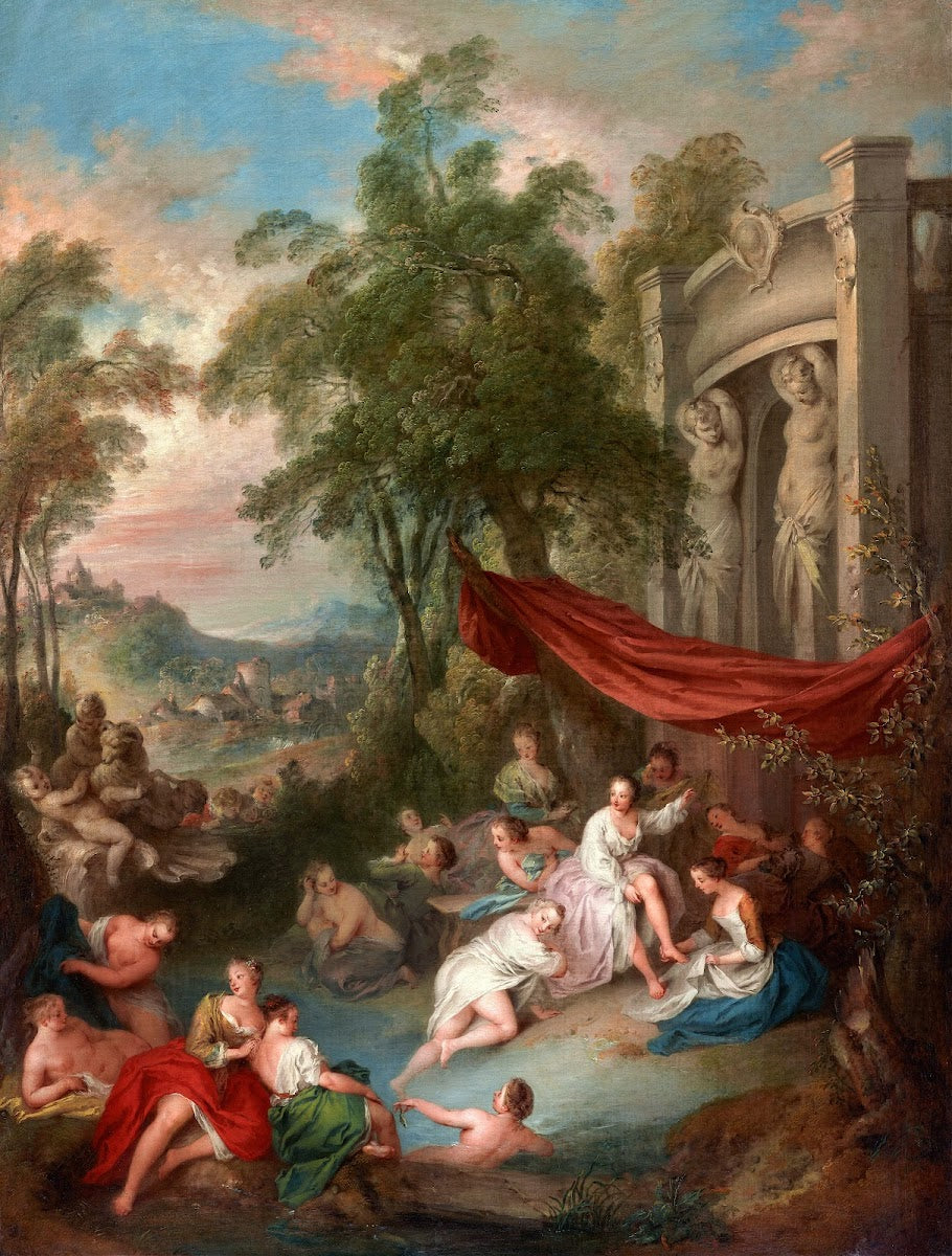 Female Bathers Near a Fountain Nymphs Bathing in a Pool About 17301733