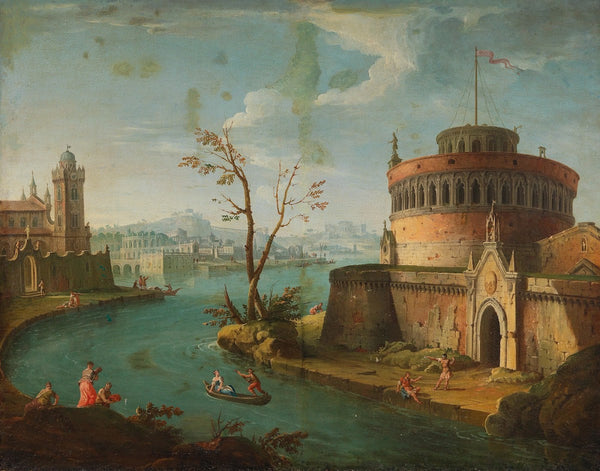 An Italianate capriccio river landscape