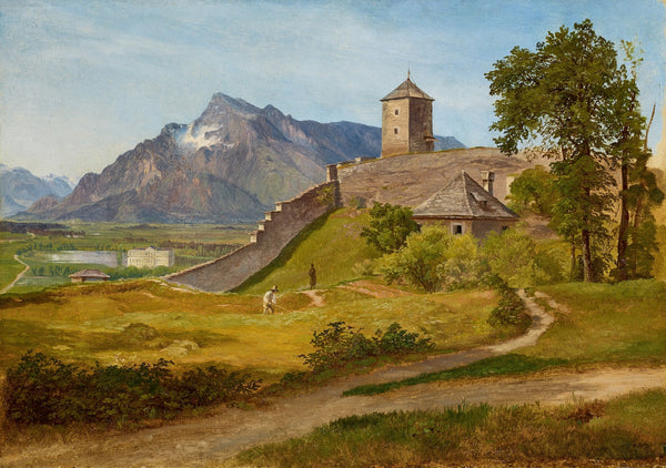 Das Militärwachthaus und der Josefsturm auf dem Salzburger Mönchsberg 1835