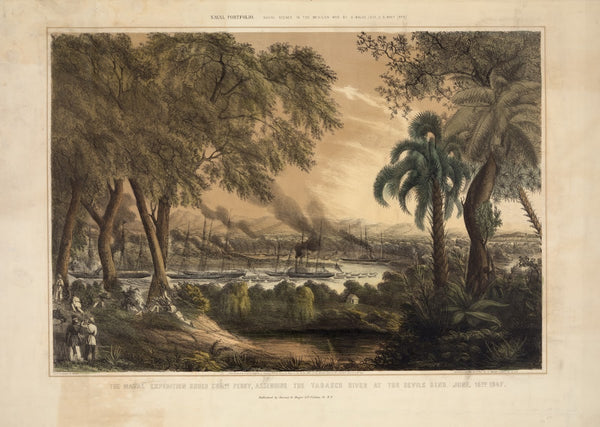 The naval expedition under Commodore Perry assending the Tabasco River at the De