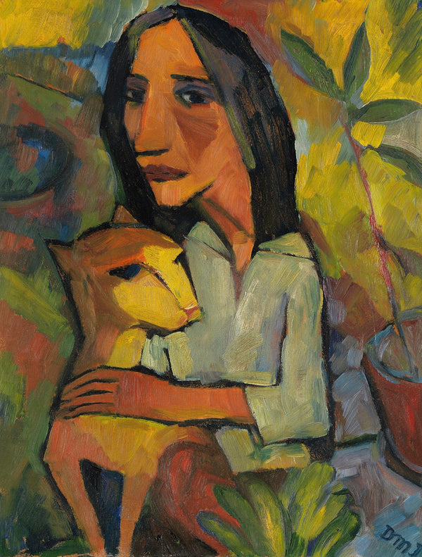 Junge Frau mit Katze 1919