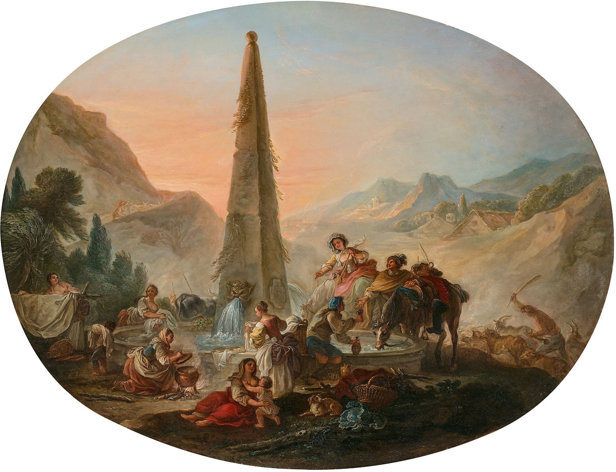 Le retour de la chasse et Scène animée à la fontaine