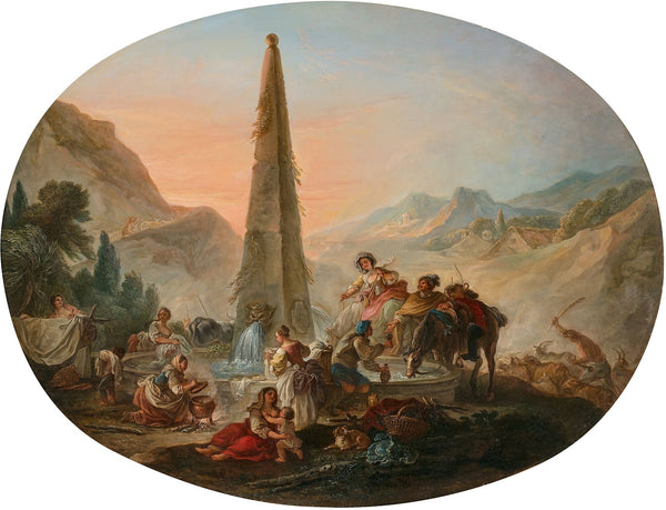 Le retour de la chasse et Scène animée à la fontaine