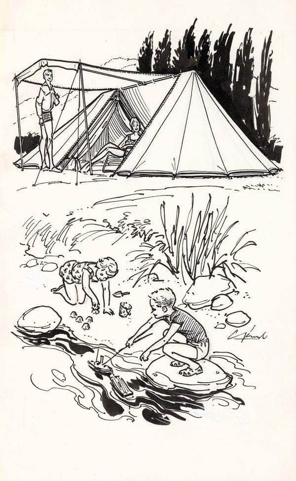 Spelende kinderen bij een rivier 1930
