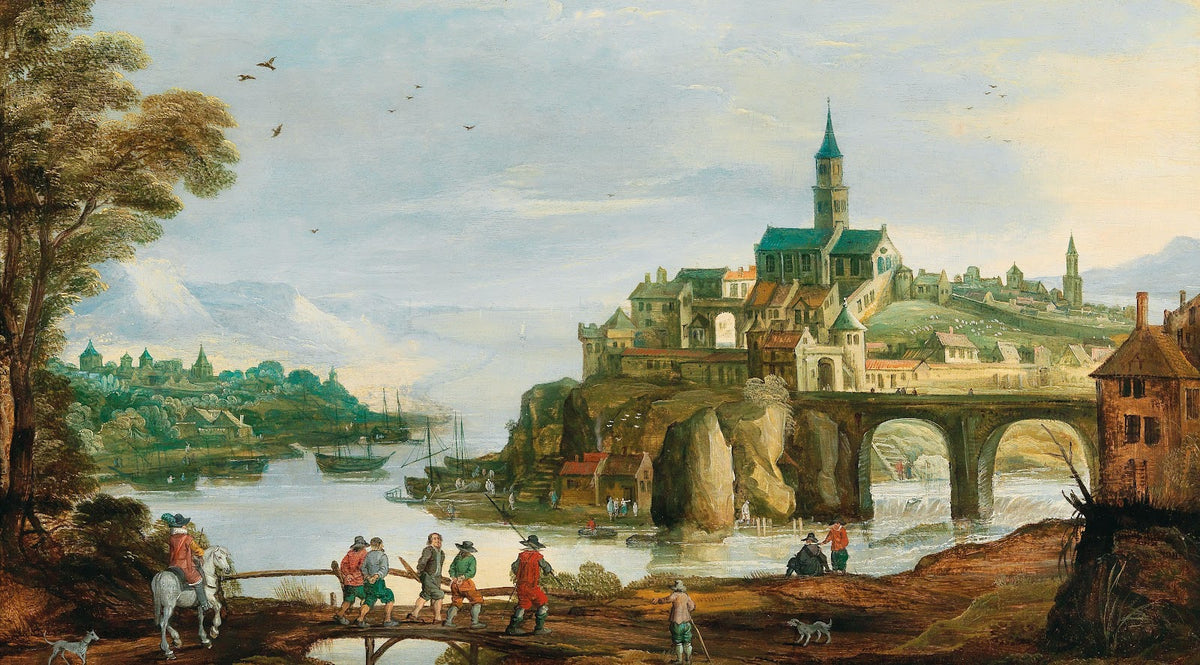 Landscape with a town on a river View of Treviso