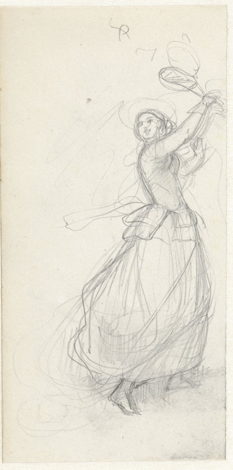 Studie van een vrouw die tennis of badminton speelt 1848   1927