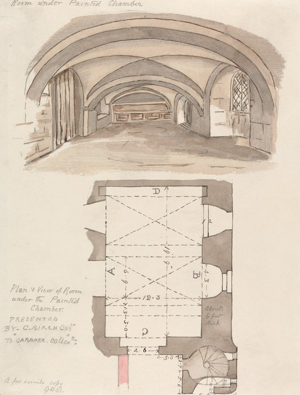 Plan and View of Room under the Painted Chamber 1827