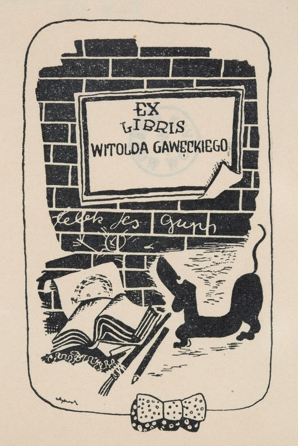 Ekslibris  autoekslibris Witolda Gawęckiego 1911 1946 1943
