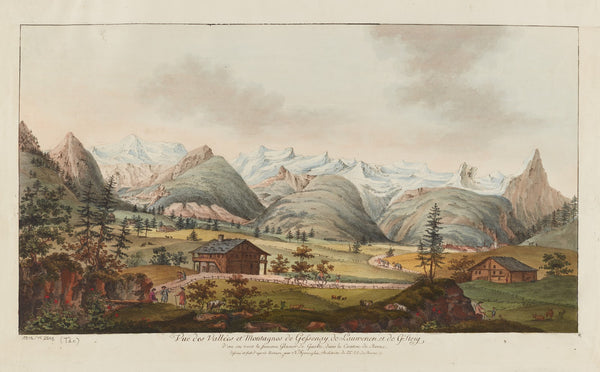 Vuë des Vallées et Montagnes de Gessenay de Lauwenen et de GSteig dou on voit le