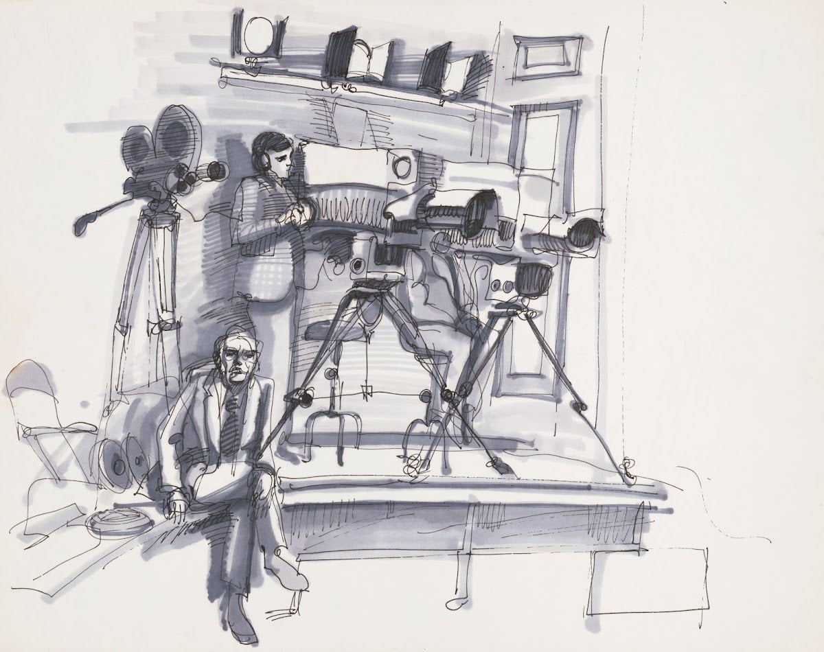News and television cameras perhaps related to the Senate Watergate hearings 197