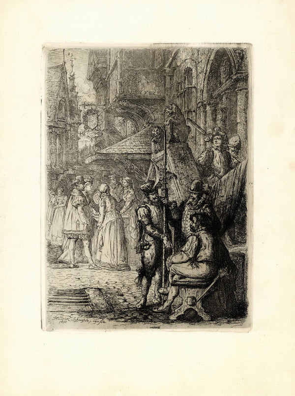 Medieval historical street scene 1872