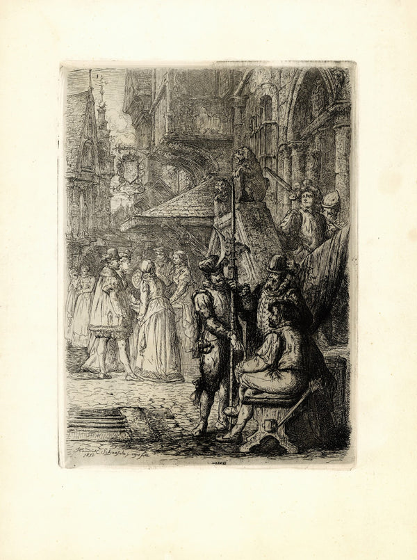Medieval historical street scene 1872