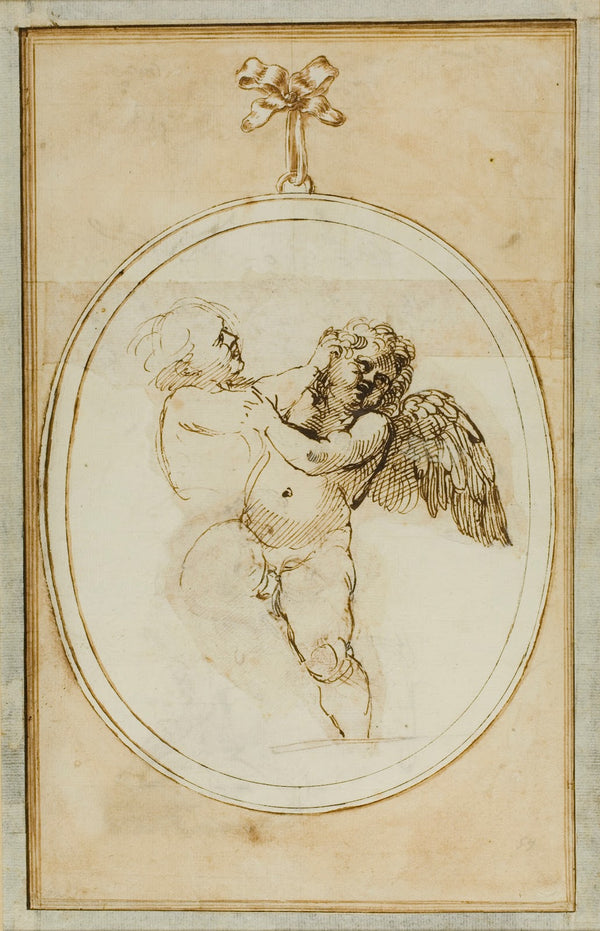 Two Putti Fighting Study for the Galleria Farnese 1599 1601