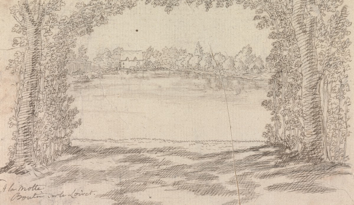 Wooded Clearing with a River Landscape and Cottage