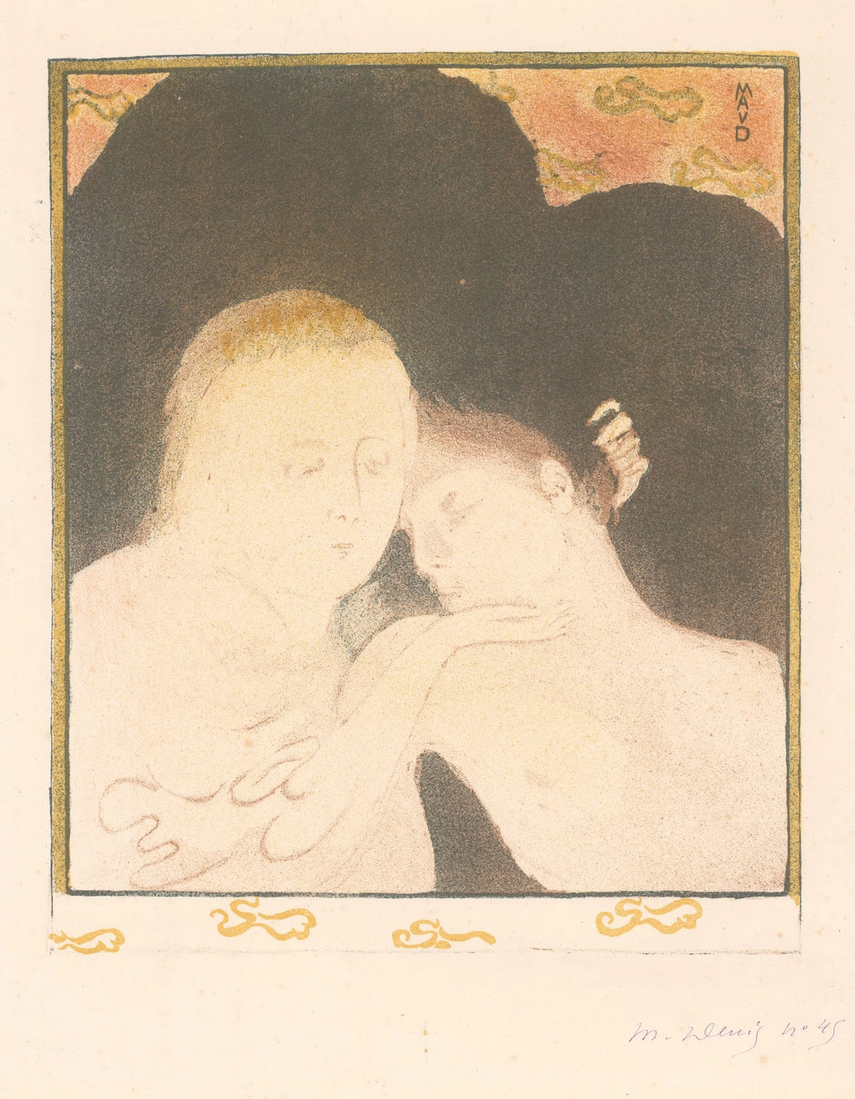 Vrouw koestert jongeman 1893