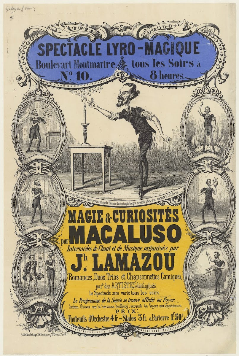 Spectacle lyro magique Boulevart sic Montmartre n10 tous les soirs Magie  curios
