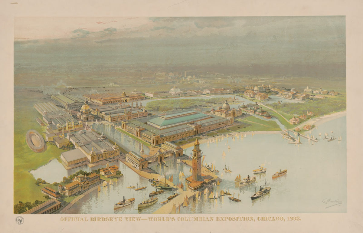 Official birdseye view Worlds Columbian Exposition Chicago 1893 1892