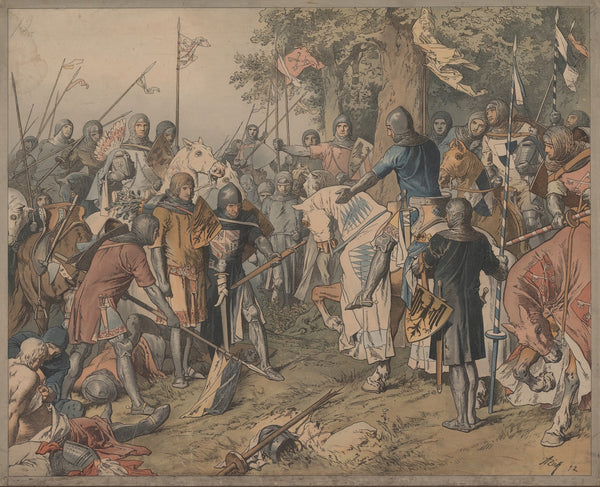 Frederik the Handsome is captured in the Battle of Mühldorf 19th century