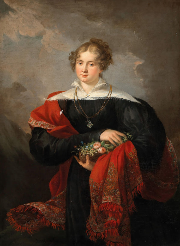 Portrait of a Noblewoman with Flowers and a cashemere shawl 1852