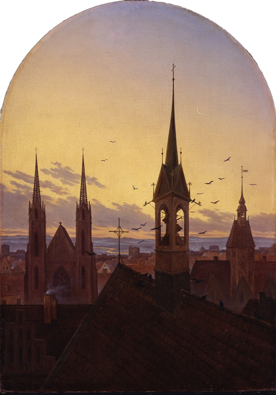 Morning peal Old German city in the morning light circa 1840