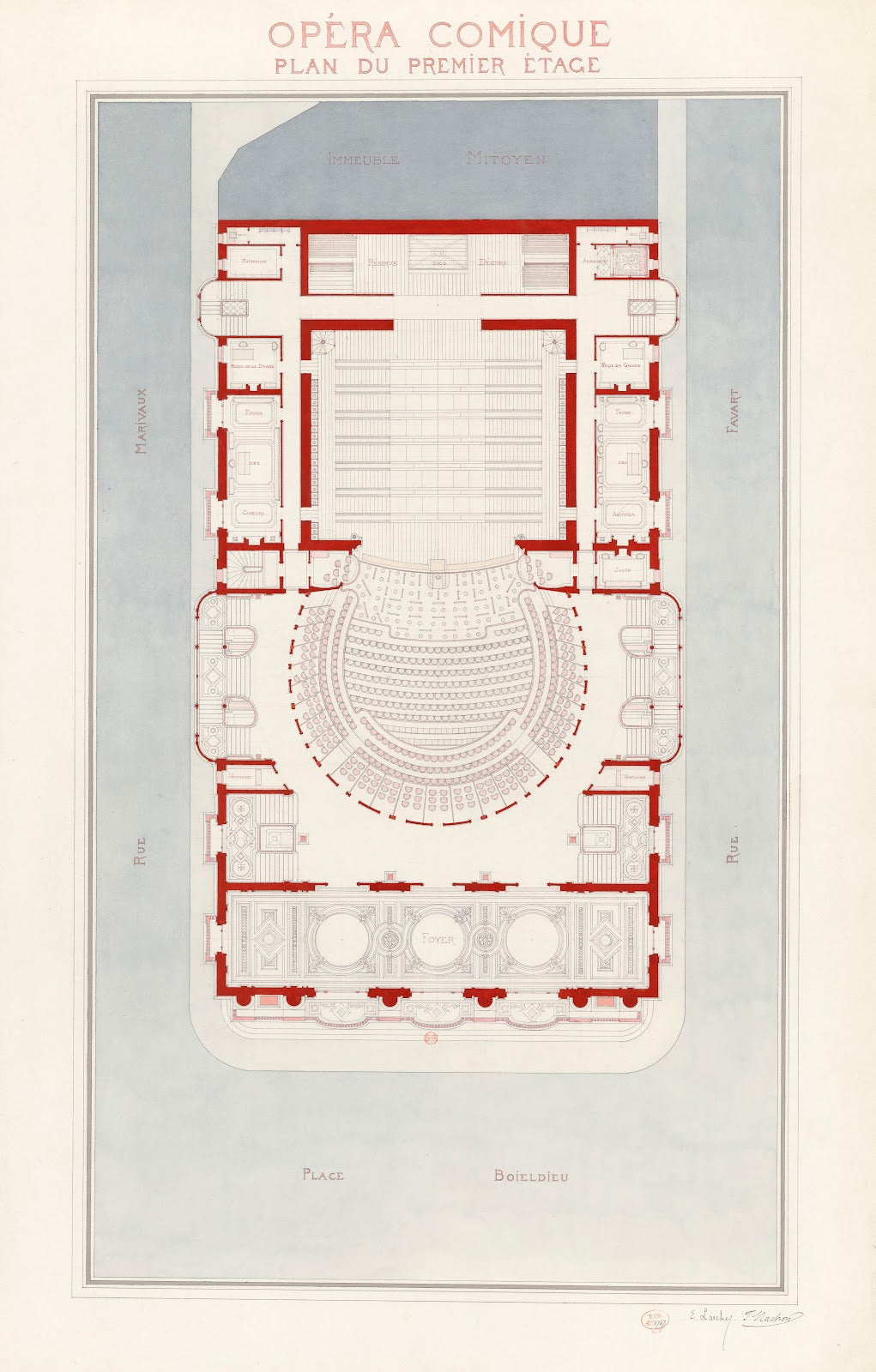Opéra Comique  Plan du premier étage 1893