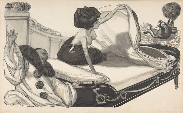 Woman in Bed Observing a Donkey