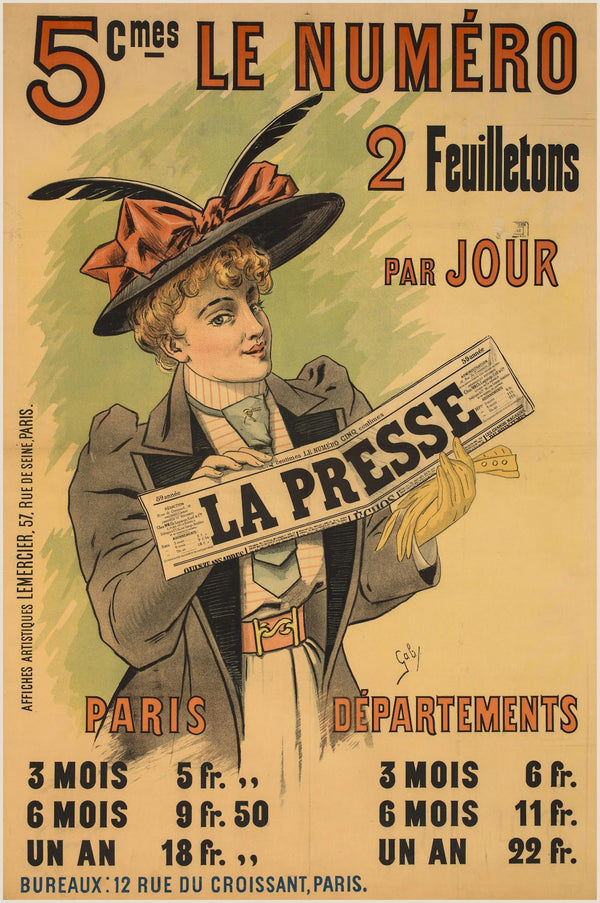 5 cmes le numéro 2 feuilletons par jour La Presse 1895