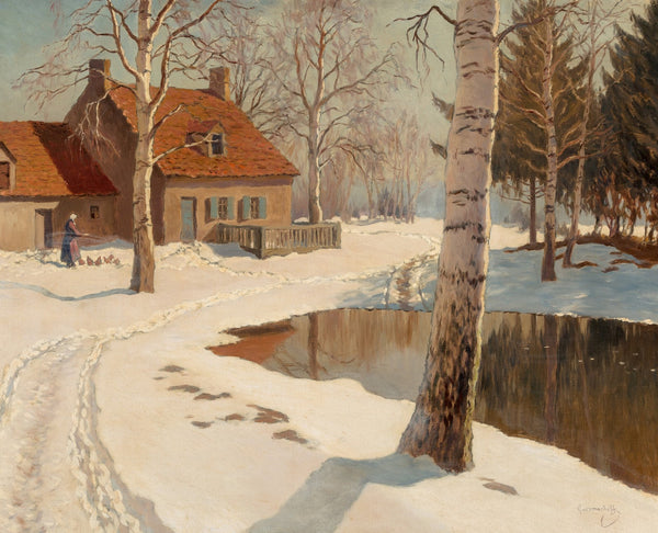 A cottage in the snow