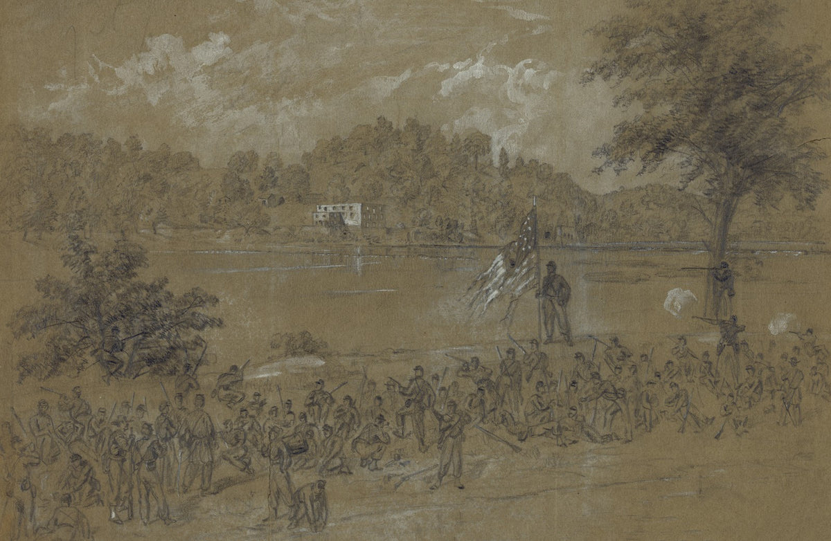 Ford near Shepherdstown on the Potomac Pickets firing across the river 1862