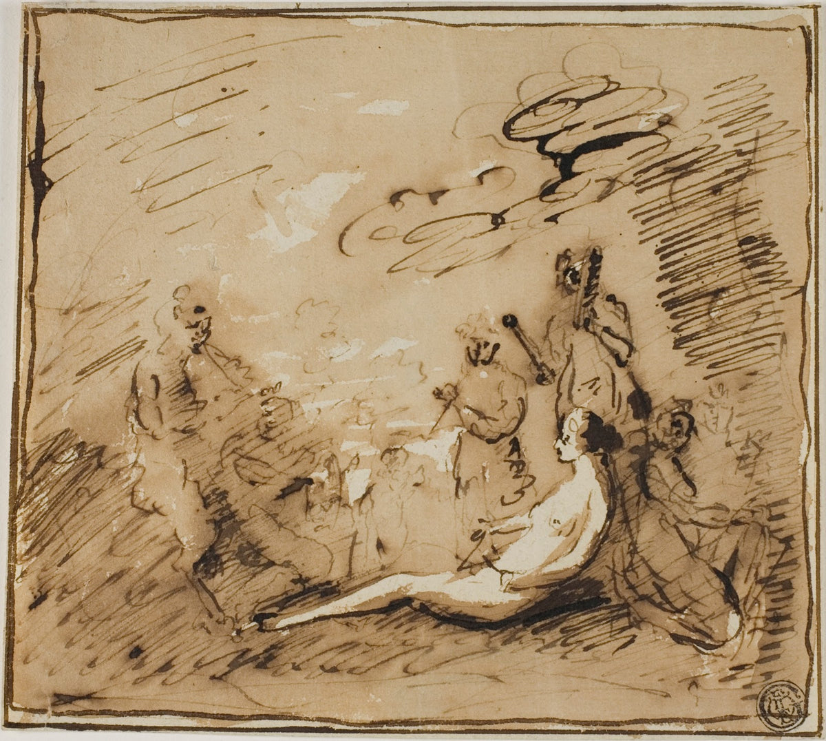 Nymphs and Satyrs Playing Musical Instruments