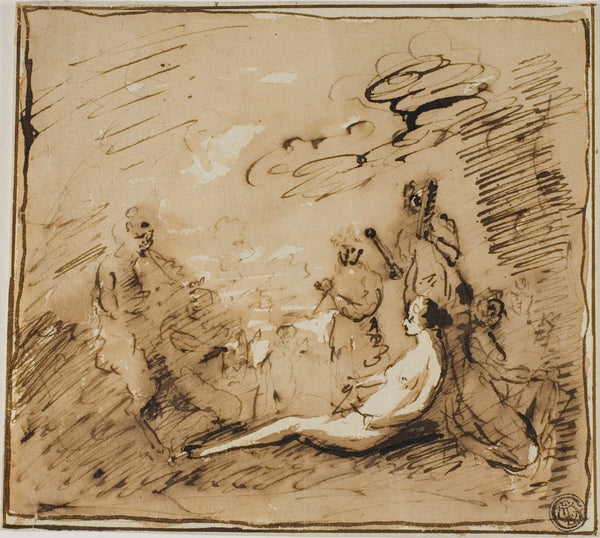 Nymphs and Satyrs Playing Musical Instruments