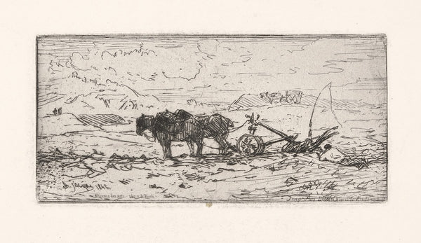 Two horse plow in field 1846